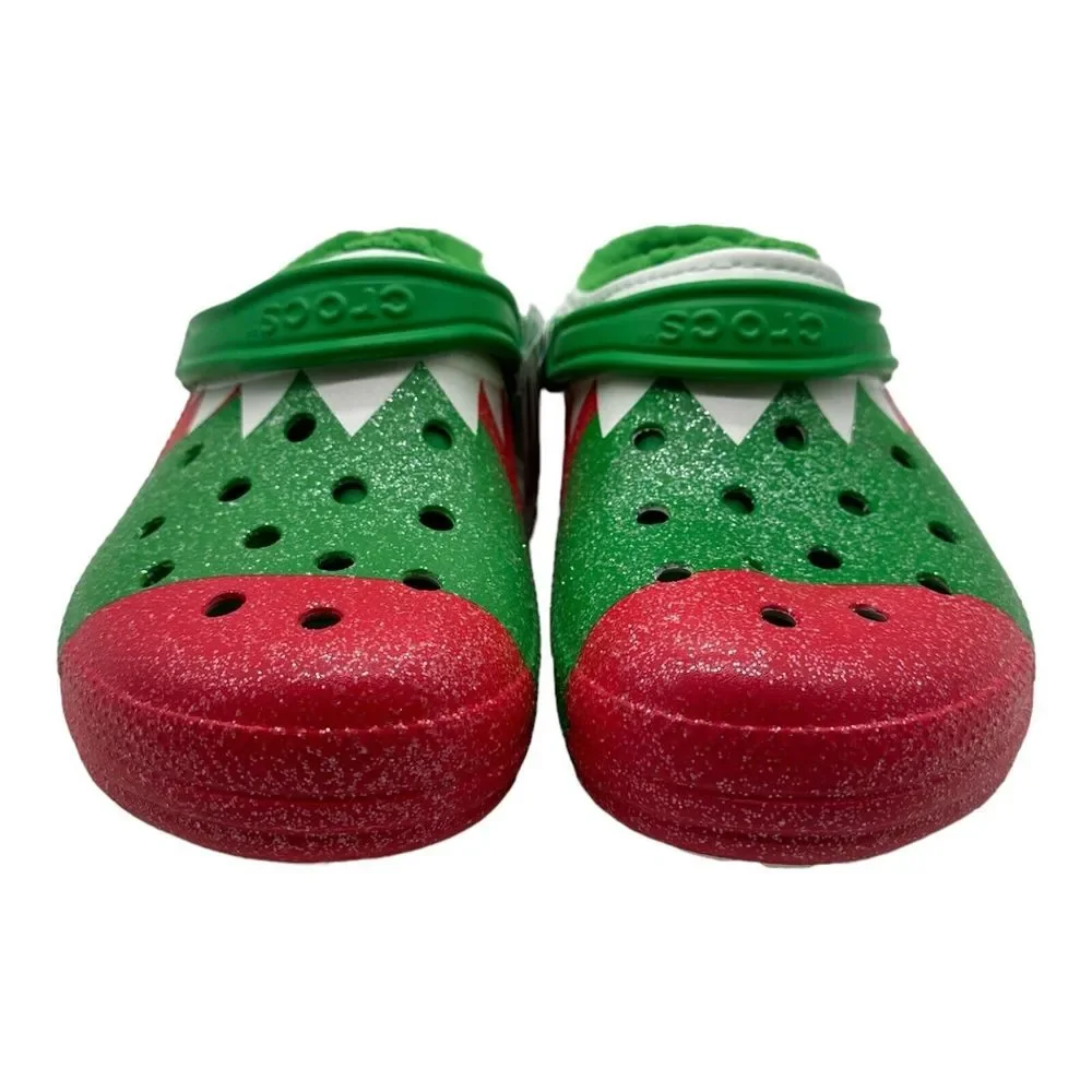 NWT Crocs Classic Lined Holiday Christmas Elf Fur Lined‎ Clogs Shoes Size M 13